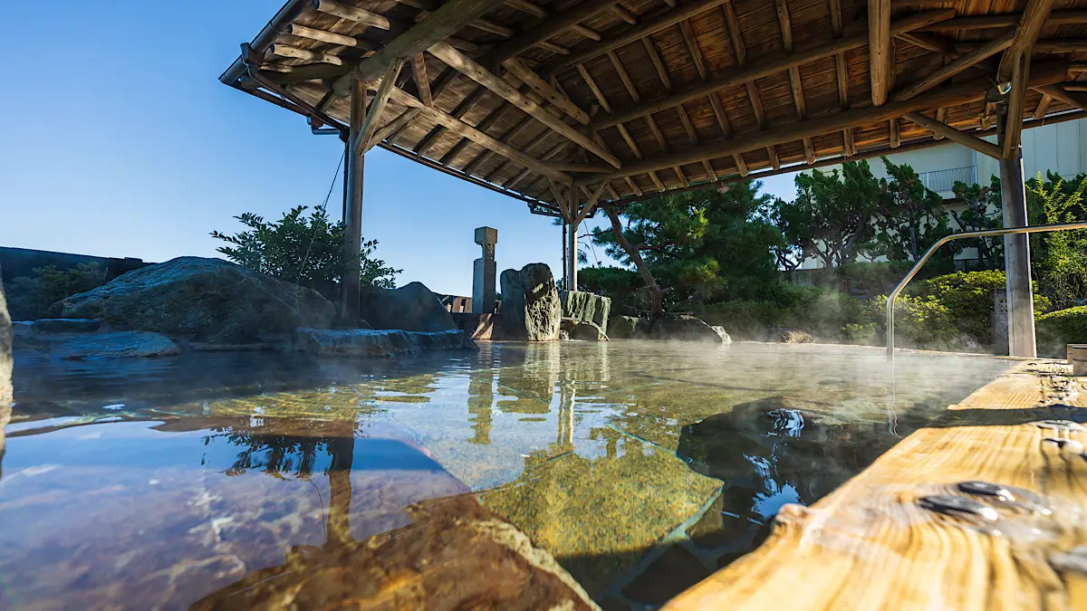 Natural hot spring close-up