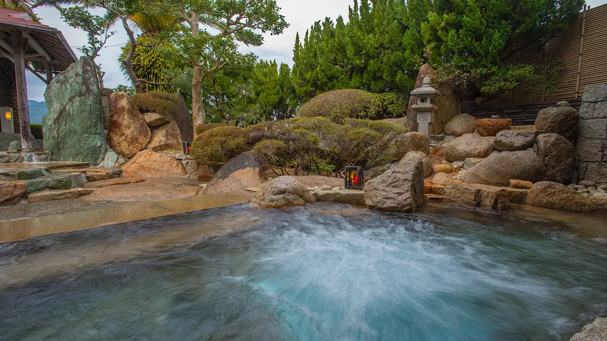 Outdoor hot springs with nature views
