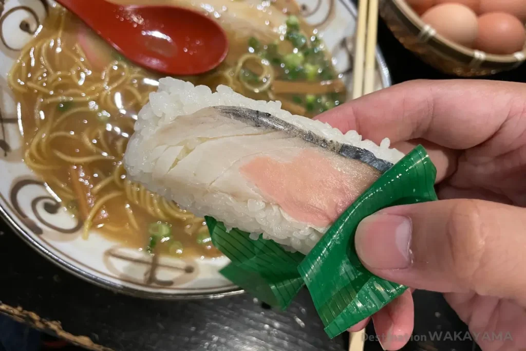 鯖の早寿司は生姜の味わいもグッド